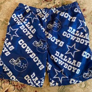 DALLAS COWBOYS Blue & White DRIP DRY SWIM TRUNKS * full elastic waist * XL